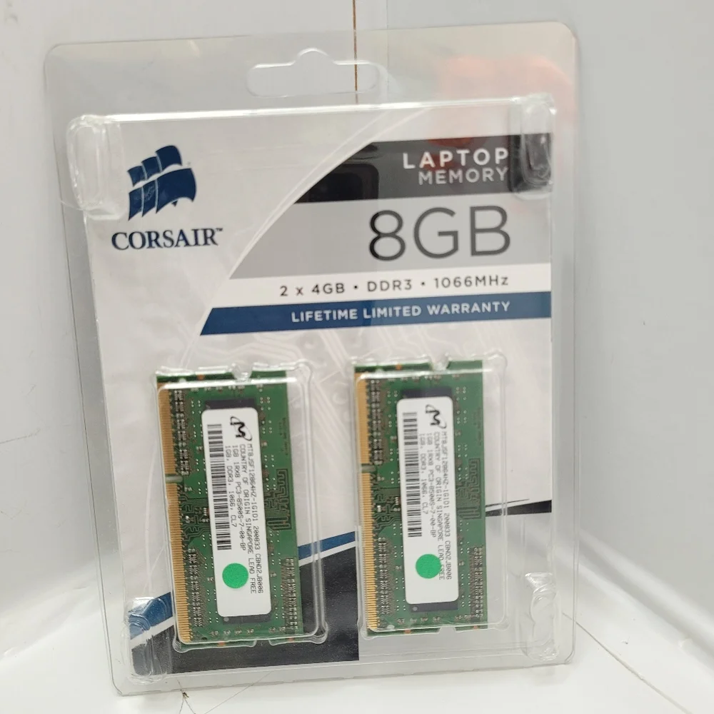 CORSAIR LAPTOP MEMORY 8GB 2X4GB DDR3 1066MHZ LIFETIME LIMITED WARRANTY NEW
